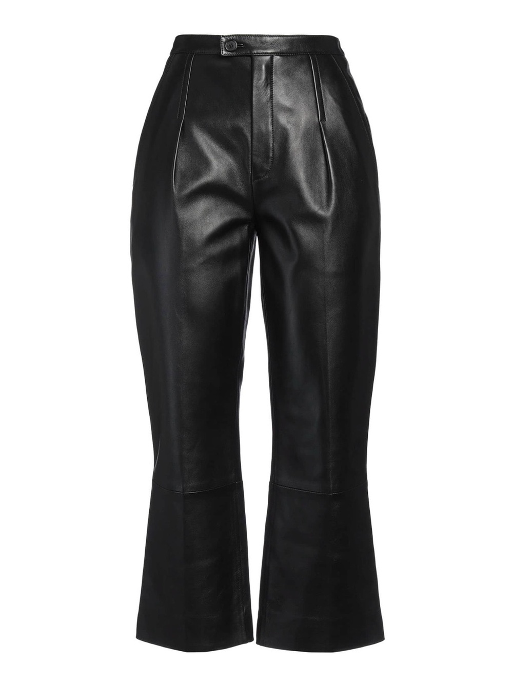 Saint Laurent Black Leather Flare Crop Pants